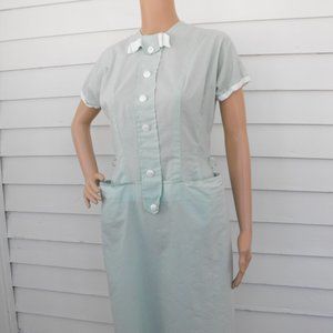 Pale Green 50s Dress Vintage Cotton Kerrybrooke S